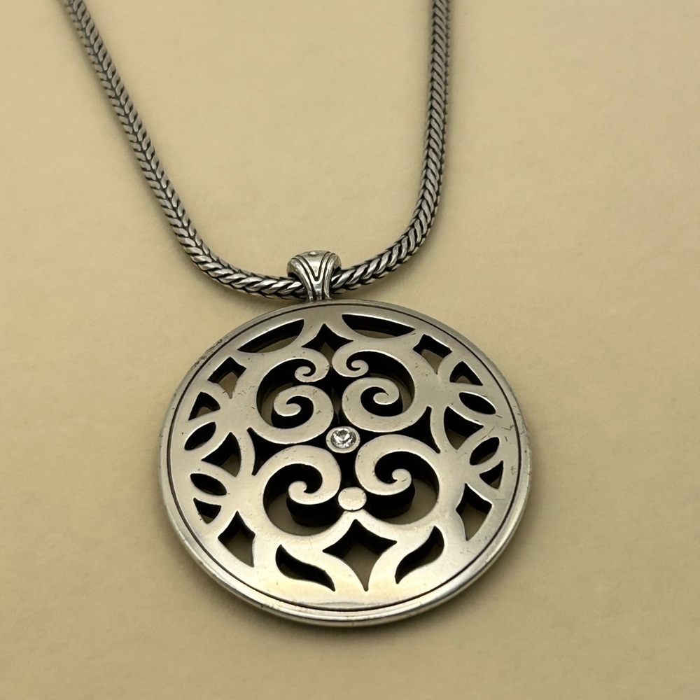 Brighton Destino Necklace 17" Silver Plated Crystal Adjustable Chunky Chain - Picture 15 of 15